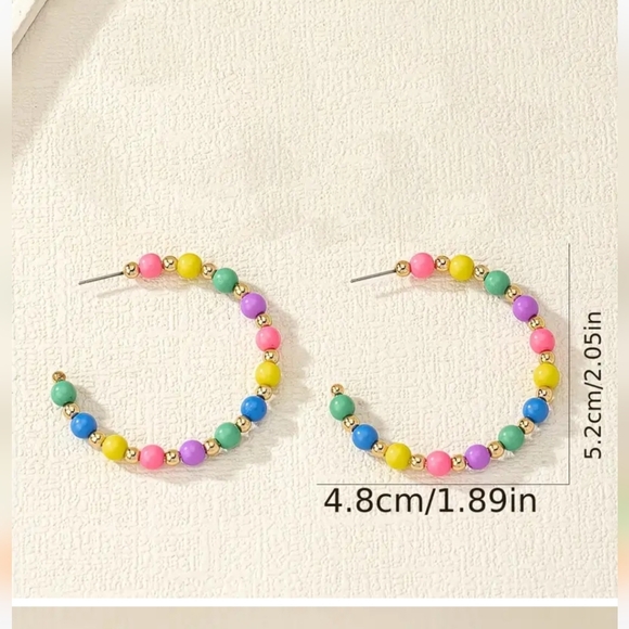 Beaded Boho Hoop Earrings Jazzy - Picture 3 of 4